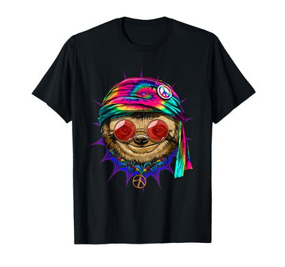 Tie Dye Hippie Sloth Hippiness Peace T-Shirt - Trendy Graphic for Adults - T-Shirt, Sweatshirt, Hoodie
