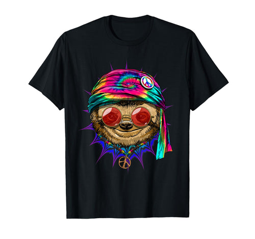 Tie Dye Hippie Sloth Hippiness Peace T-Shirt - Trendy Graphic for Adults - T-Shirt, Sweatshirt, Hoodie