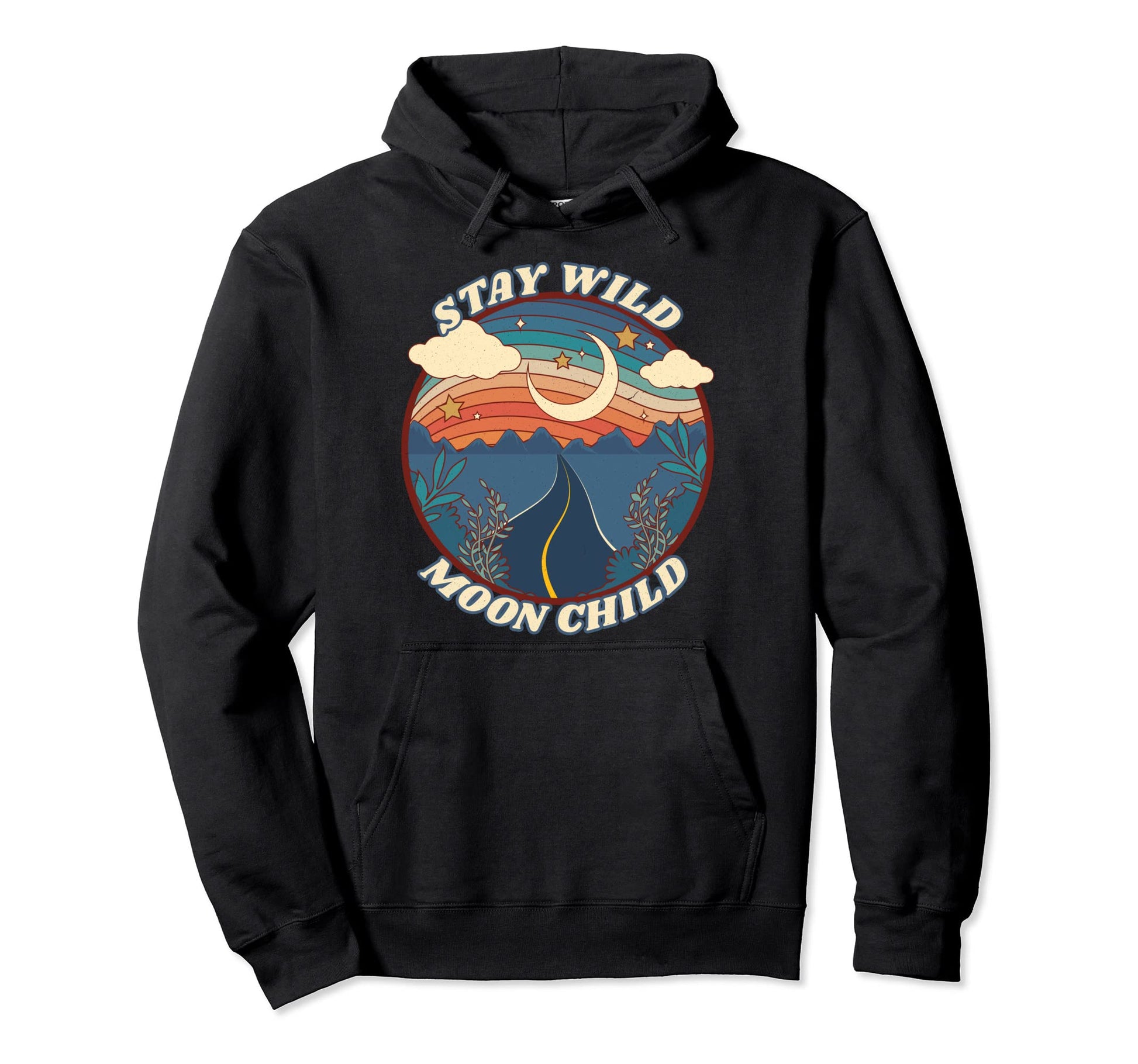 Stay Wild Moon Child Boho Peace Hoodie - Aesthetic Graphic for Adults - T-Shirt, Sweatshirt, Hoodie