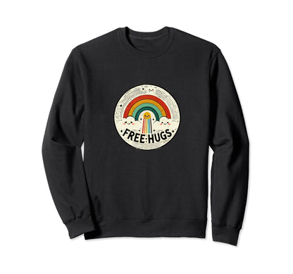 Free Hugs Rainbow Illustration Sweatshirt - Streetwear Style for Adults - T-Shirt, Sweatshirt, Hoodie