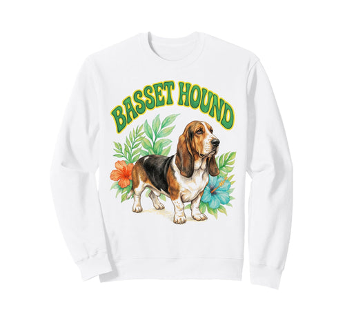 Basset Hound Groovy Floral Sweatshirt - Fun Novelty Design Unisex - T-Shirt, Sweatshirt, Hoodie