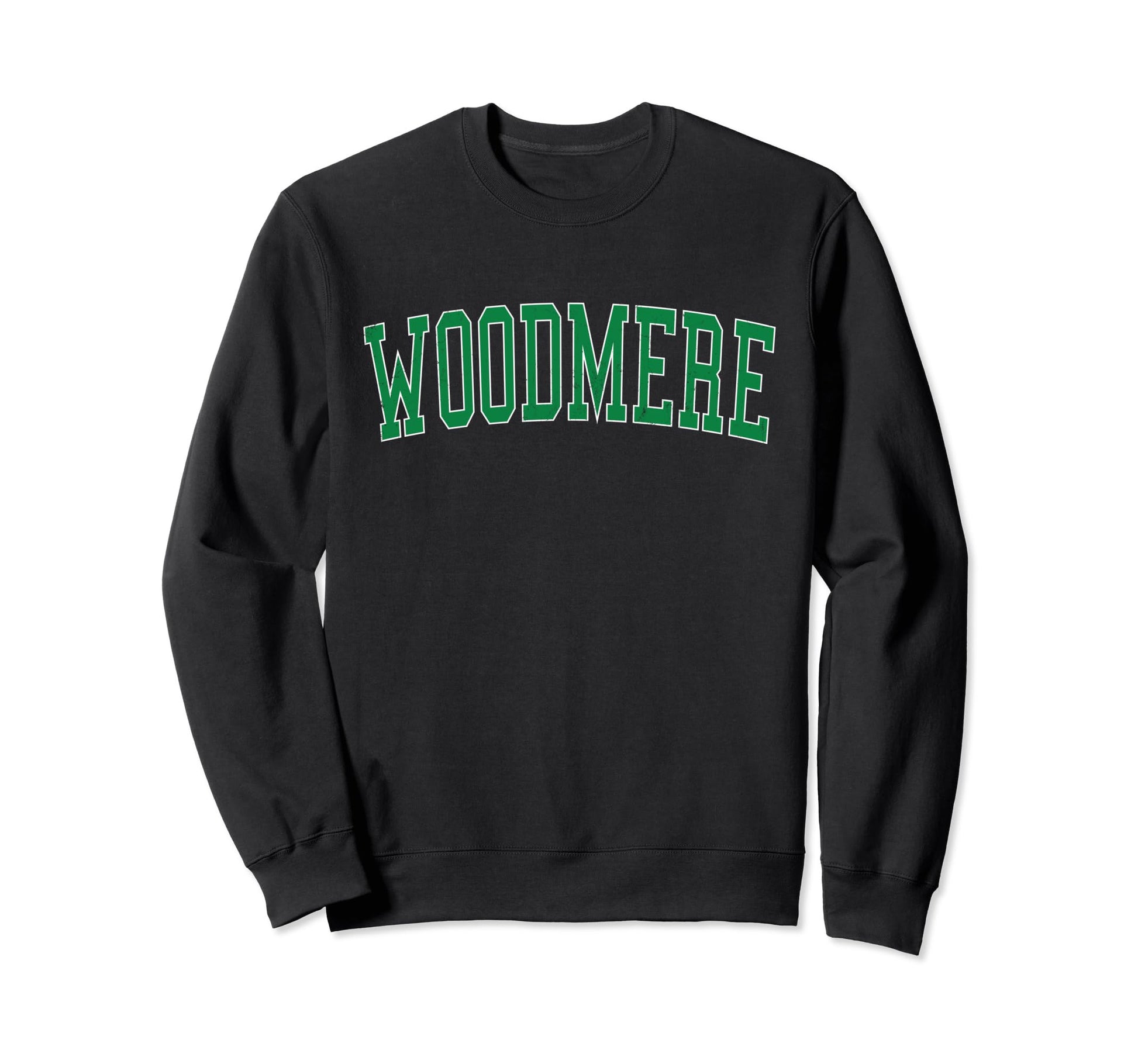 Woodmere La Distressed Green Varsity Sweatshirt - Minimalist Print Unisex - T-Shirt, Sweatshirt, Hoodie