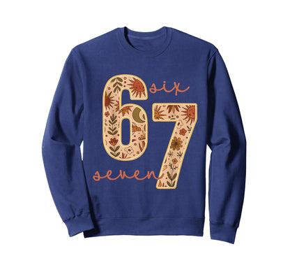 67 Six Seven Boho Floral Moon Sweatshirt - Fun Novelty Design Men Women - T-Shirt, Sweatshirt, Hoodie