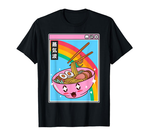 Ramen Noodles Bowl Kawaii Rainbow T-Shirt - Fun Novelty Design Men Women - T-Shirt, Sweatshirt, Hoodie