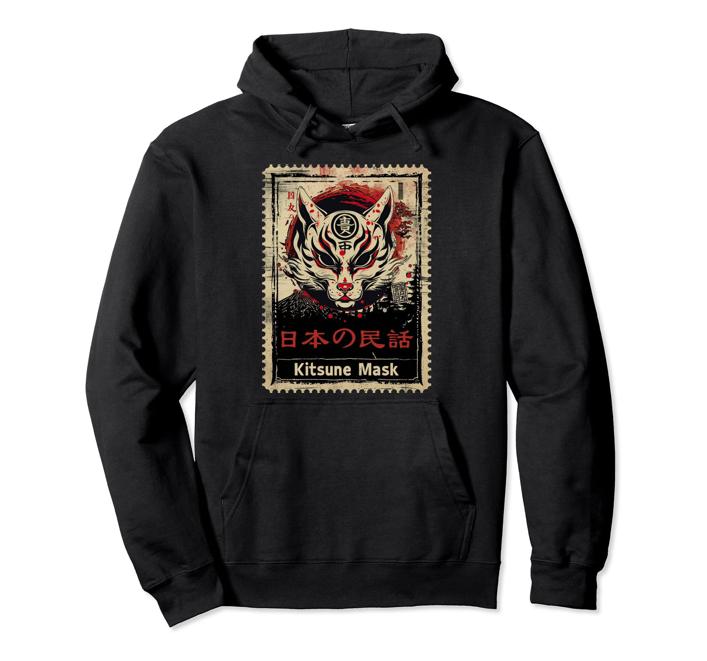 Kitsune Mask Fox Anime Aesthetic Hoodie - Streetwear Style for Adults - T-Shirt, Sweatshirt, Hoodie