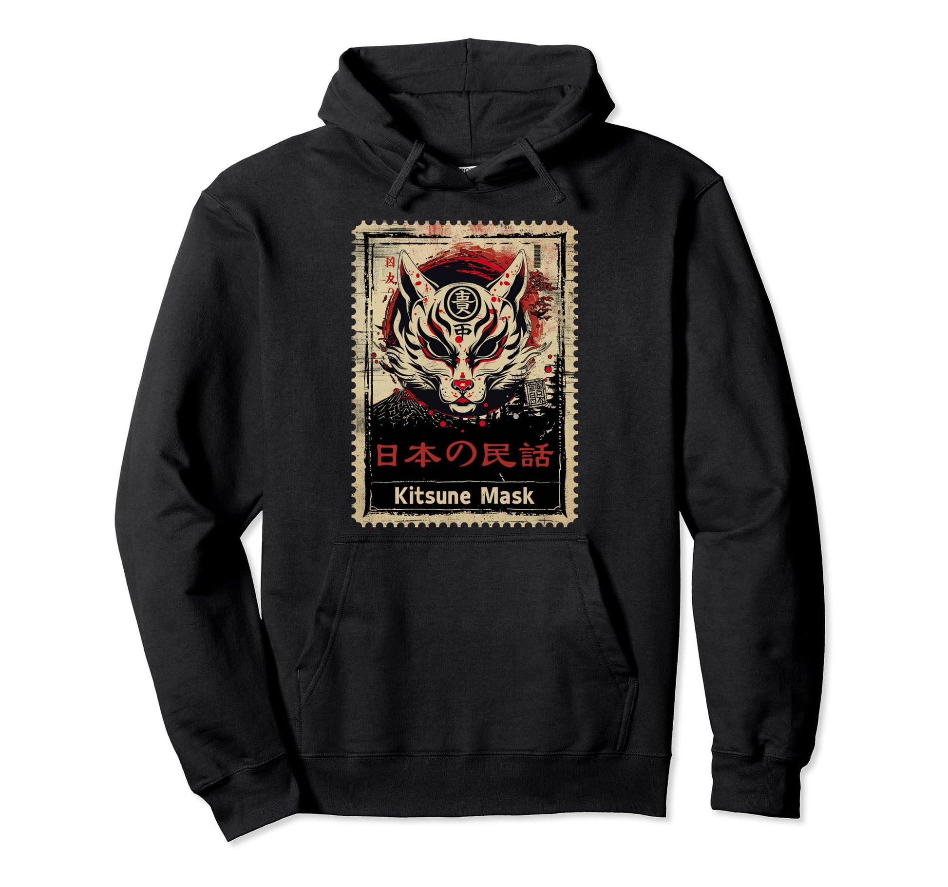Kitsune Mask Fox Anime Aesthetic Hoodie - Streetwear Style for Adults - T-Shirt, Sweatshirt, Hoodie