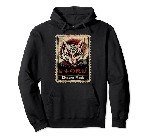 Kitsune Mask Fox Anime Aesthetic Hoodie - Streetwear Style for Adults - T-Shirt, Sweatshirt, Hoodie