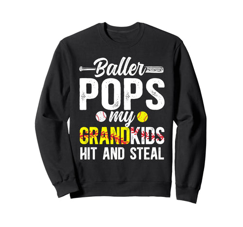 Baller Pops Funny Baseball Sweatshirt - Streetwear Style for Adults - T-Shirt, Sweatshirt, Hoodie