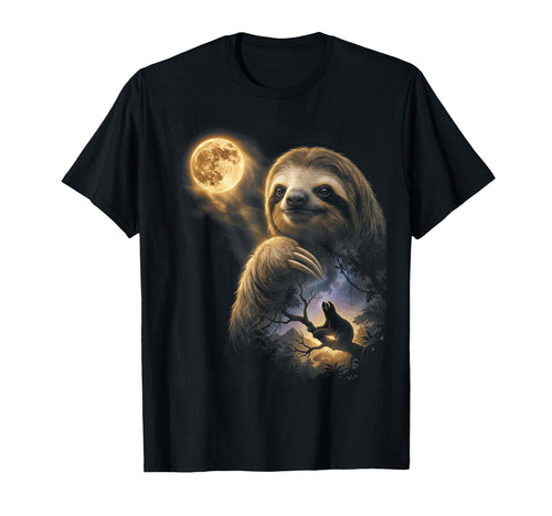 90S Sloth Howling Moon Y2K Aesthetic T-Shirt - Unique Graphic Unisex - T-Shirt, Sweatshirt, Hoodie