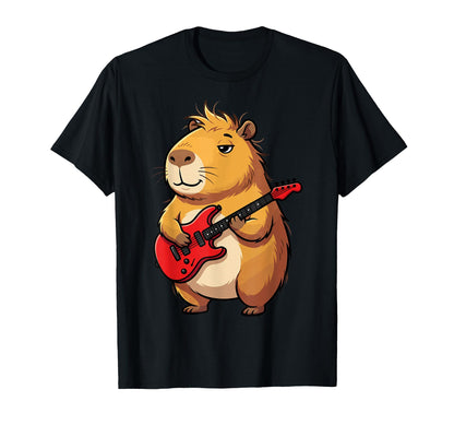 Capybara Rock Star Electric Guitar T-Shirt - Minimalist Print Men Women - T-Shirt, Sweatshirt, Hoodie