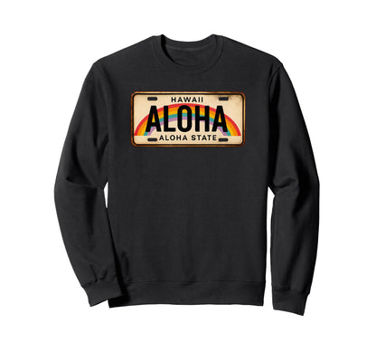 Aloha Hawaii License Plate Sweatshirt - Aesthetic Graphic Men Women - T-Shirt, Sweatshirt, Hoodie