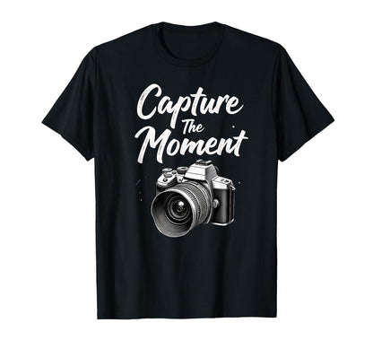Capture Moment Camera Photography T-Shirt - Unique Graphic for Adults - T-Shirt, Sweatshirt, Hoodie