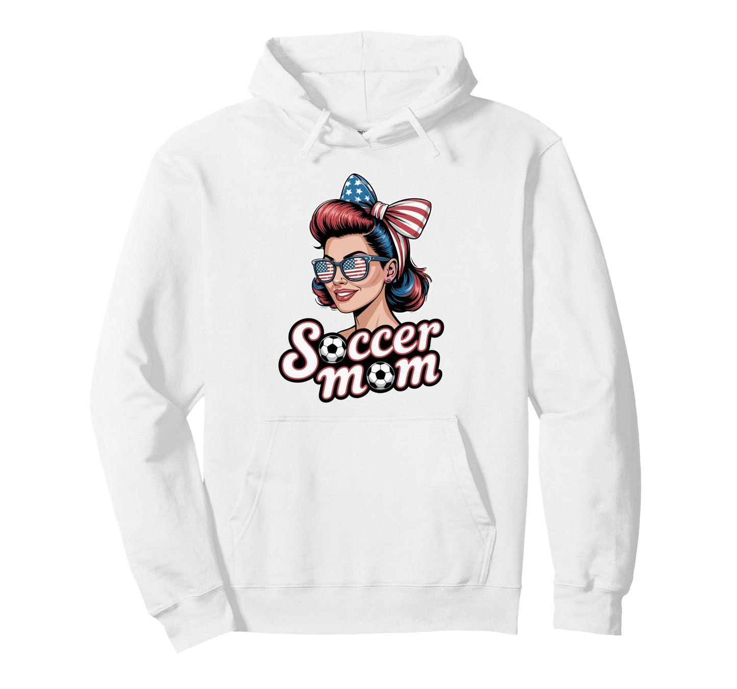 Patriotic Soccer Mom American Flag Hoodie - Minimalist Print Men Women - T-Shirt, Sweatshirt, Hoodie