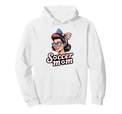 Patriotic Soccer Mom American Flag Hoodie - Minimalist Print Men Women - T-Shirt, Sweatshirt, Hoodie