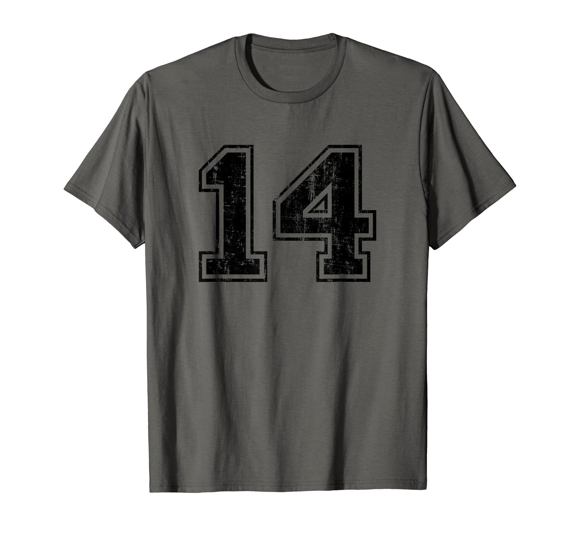 Number 14 Varsity Distressed T-Shirt - Casual Everyday Wear Men Women - T-Shirt, Sweatshirt, Hoodie