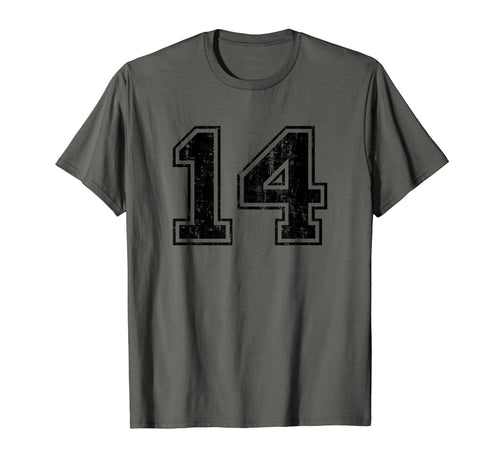 Number 14 Varsity Distressed T-Shirt - Casual Everyday Wear Men Women - T-Shirt, Sweatshirt, Hoodie
