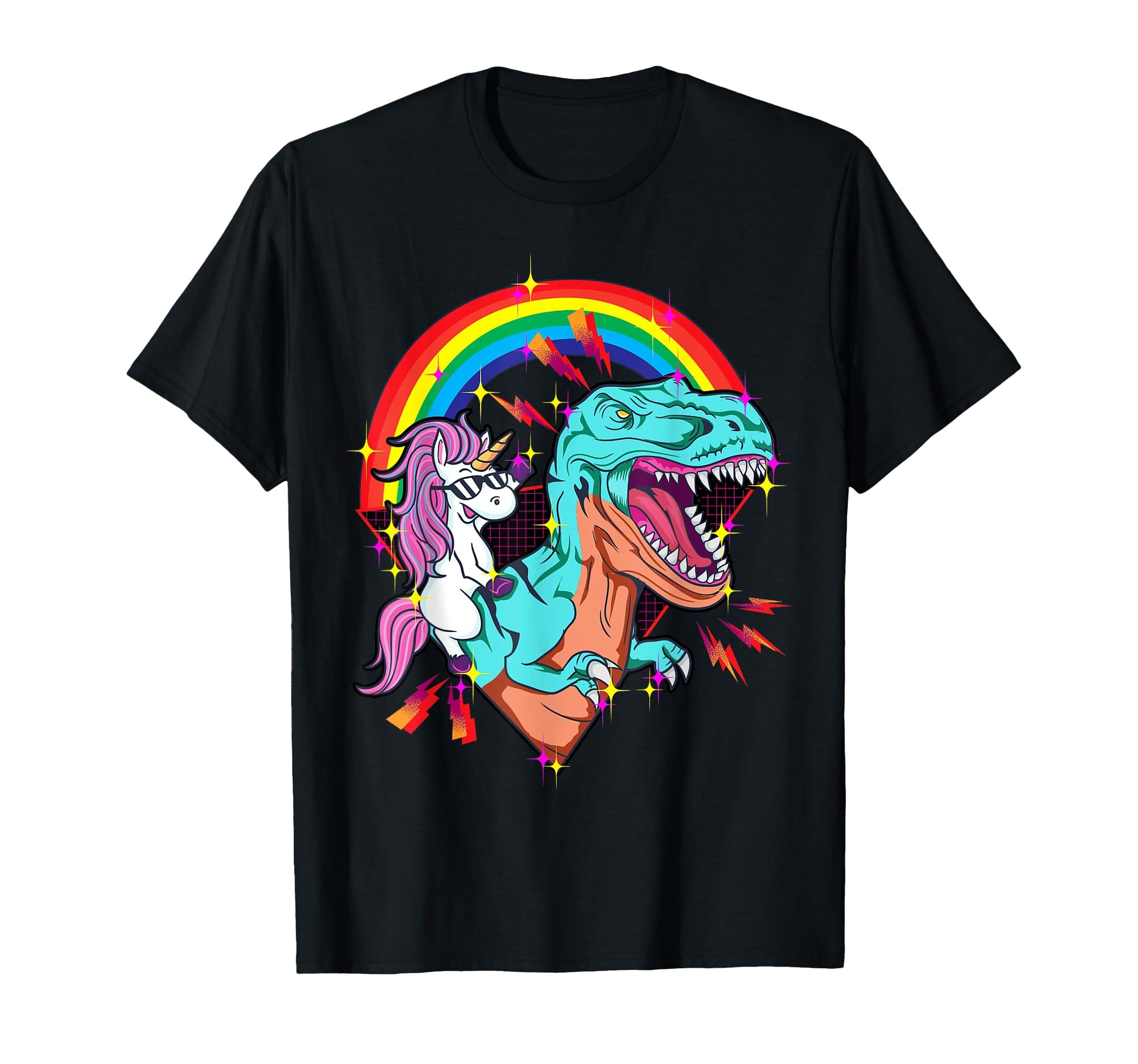Epic Unicorn Riding T Rex Rainbow T-Shirt - Aesthetic Graphic for Adults - T-Shirt, Sweatshirt, Hoodie