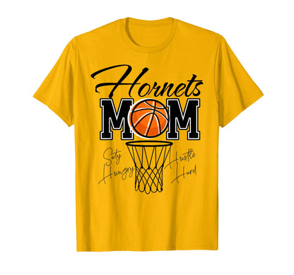 Hornets Basketball Mom Sideline Support T-Shirt - Aesthetic Graphic Unisex - T-Shirt, Sweatshirt, Hoodie