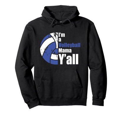 Blue White Volleyball Mom Funny Mothers Hoodie - Trendy Graphic for Adults - T-Shirt, Sweatshirt, Hoodie