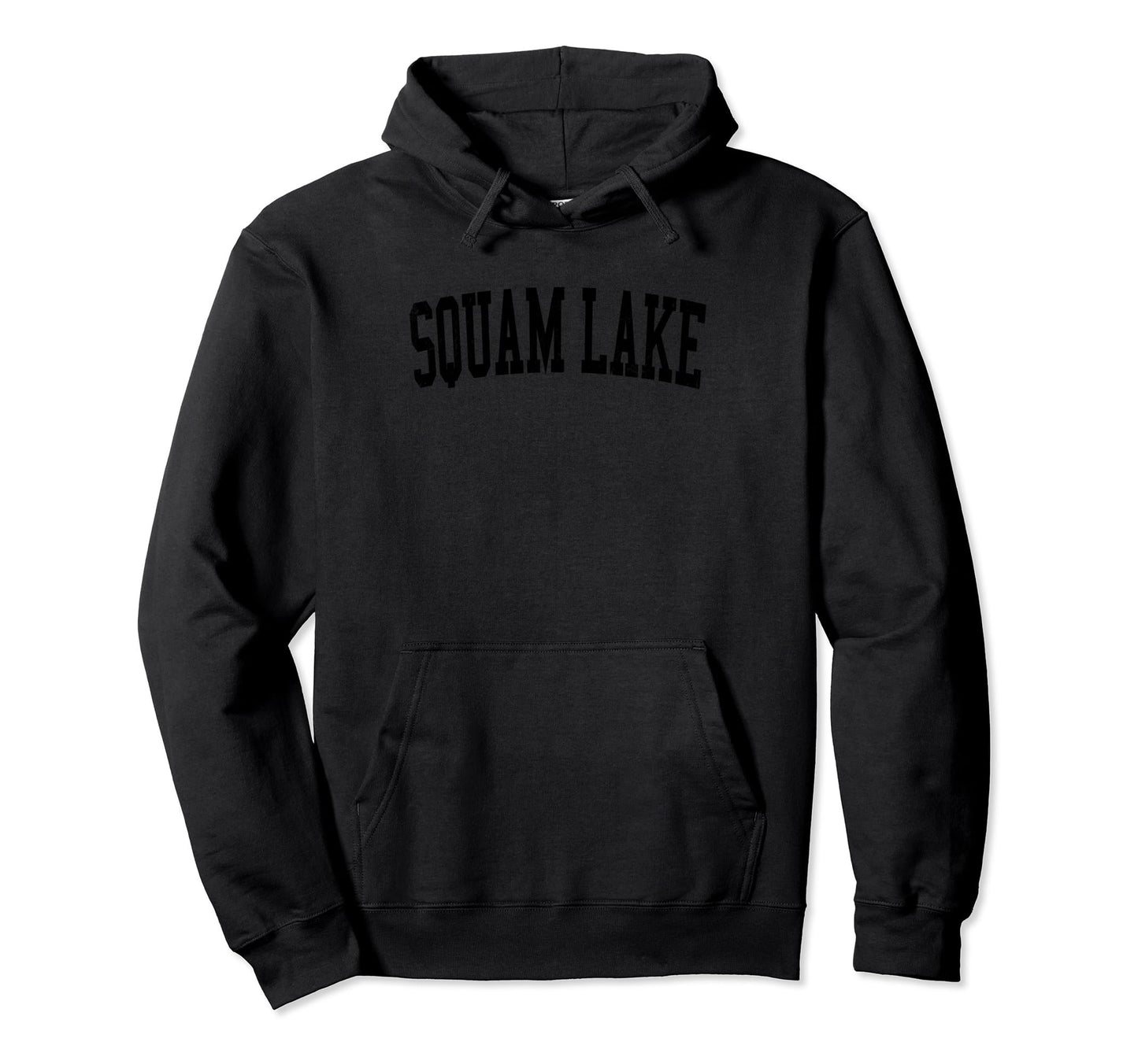 Squam Lake Distressed Black Varsity Hoodie - Casual Everyday Wear Unisex - T-Shirt, Sweatshirt, Hoodie