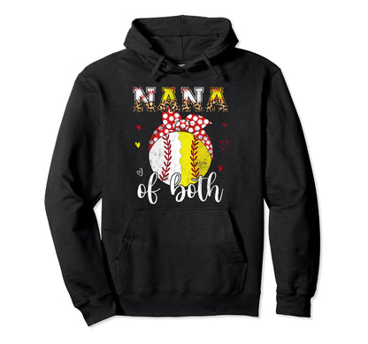 Nana Both Baseball Softball Bandana Hoodie - Fun Novelty Design for Adults - T-Shirt, Sweatshirt, Hoodie