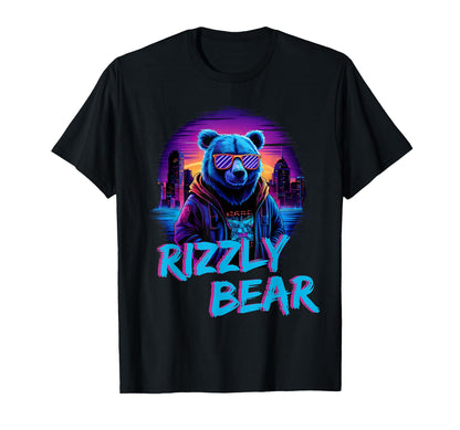 Rizzly Bear Vaporwave Synthwave T-Shirt - Casual Everyday Wear Men Women - T-Shirt, Sweatshirt, Hoodie