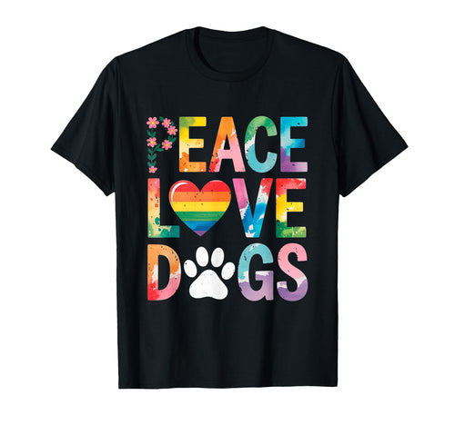 Peace Love Dogs Hippie Dog Lover T-Shirt - Custom Art Print for Adults - T-Shirt, Sweatshirt, Hoodie