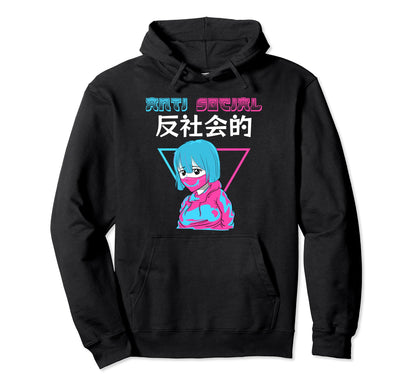 Anti Social Japanese Sad Anime Edgy Hoodie - Casual Everyday Wear Unisex - T-Shirt, Sweatshirt, Hoodie