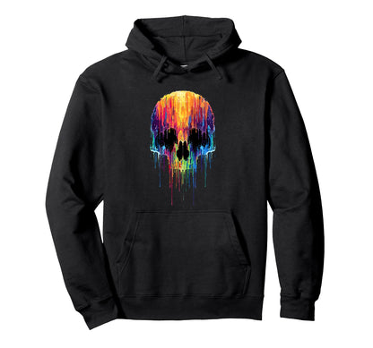 Color Explosion Melting Skull Aesthetic Hoodie - Trendy Graphic for Adults - T-Shirt, Sweatshirt, Hoodie
