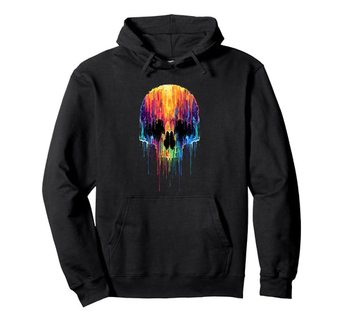 Color Explosion Melting Skull Aesthetic Hoodie - Trendy Graphic for Adults - T-Shirt, Sweatshirt, Hoodie