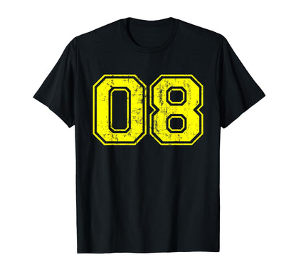 Number 08 Eight Varsity Distressed T-Shirt - Aesthetic Graphic for Adults - T-Shirt, Sweatshirt, Hoodie