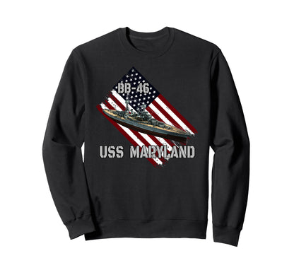 Battleship Uss Maryland Bb 46 Combat Sweatshirt - Trendy Graphic Men Women - T-Shirt, Sweatshirt, Hoodie