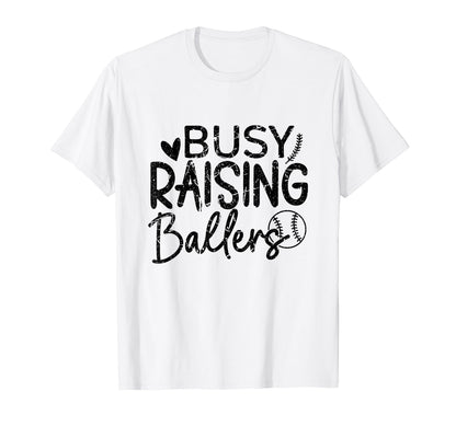 Busy Raising Ballers Baseball Parent T-Shirt - Novelty Apparel for Adults - T-Shirt, Sweatshirt, Hoodie