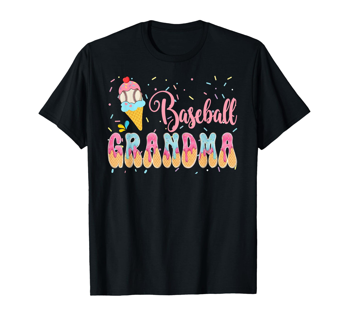 Baseball Grandma Ice Cream Drip T-Shirt - Aesthetic Graphic for Adults - T-Shirt, Sweatshirt, Hoodie