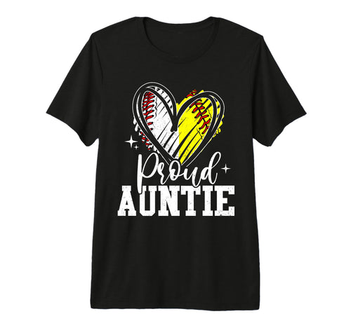 Proud Auntie Baseball Softball Heart T-Shirt - Trendy Graphic Men Women - T-Shirt, Sweatshirt, Hoodie