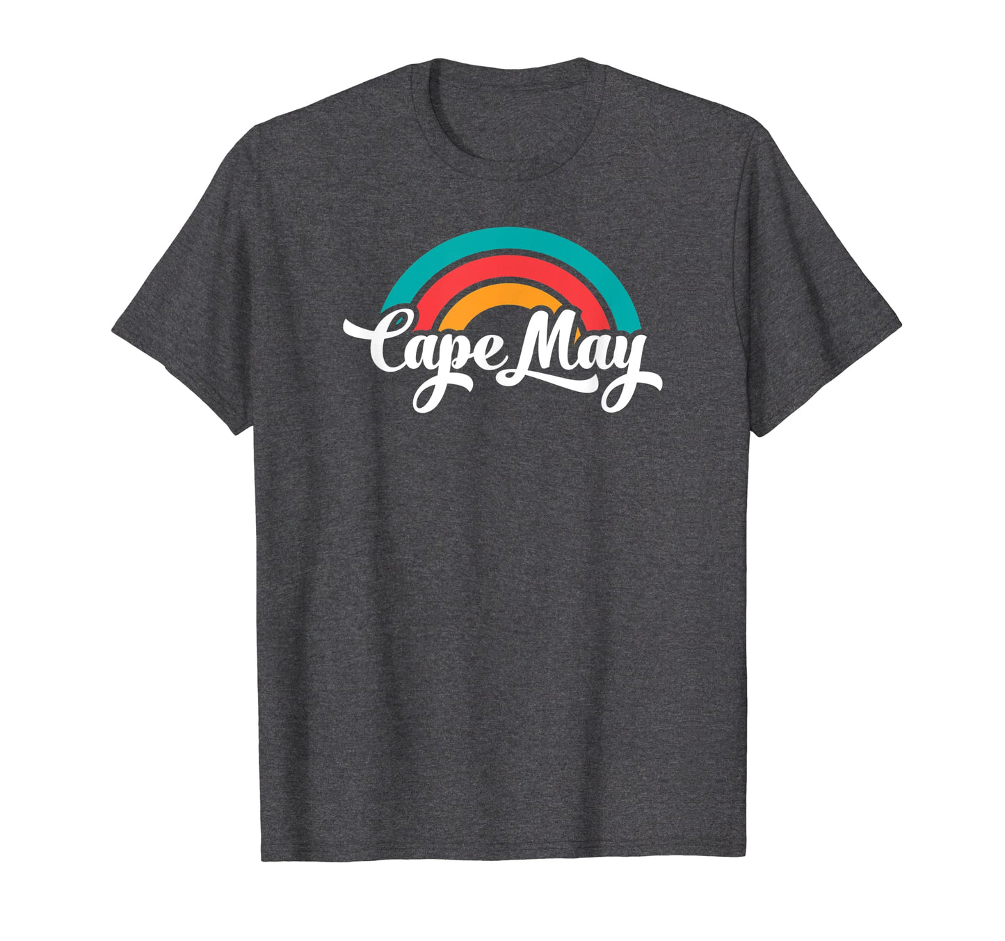 Cape May Nj Script Rainbow T-Shirt - Trendy Graphic for Adults - T-Shirt, Sweatshirt, Hoodie