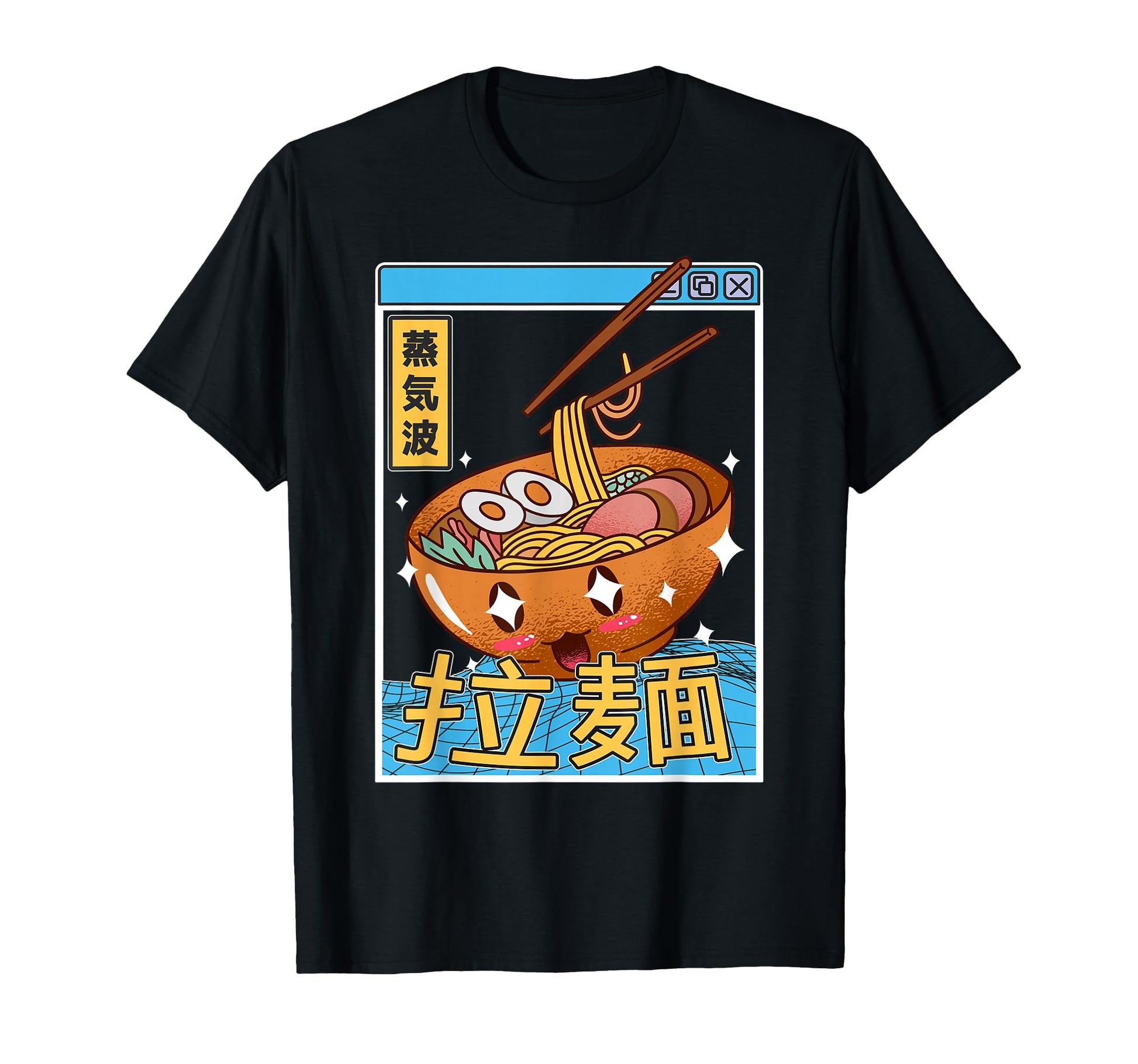 Ramen Noodles Bowl Kawaii Grid Vaporwave T-Shirt - Trendy Graphic Unisex - T-Shirt, Sweatshirt, Hoodie