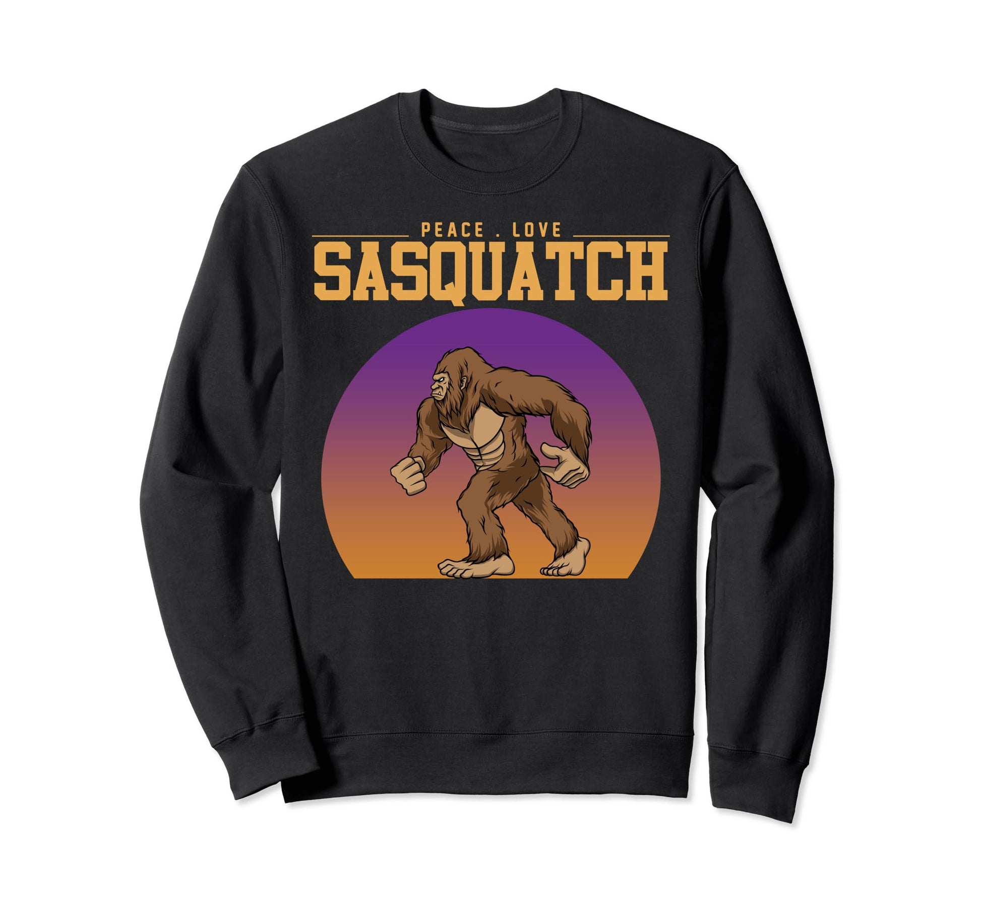 Bigfoot Wild Animal Peace Love Sweatshirt - Trendy Graphic for Adults - T-Shirt, Sweatshirt, Hoodie