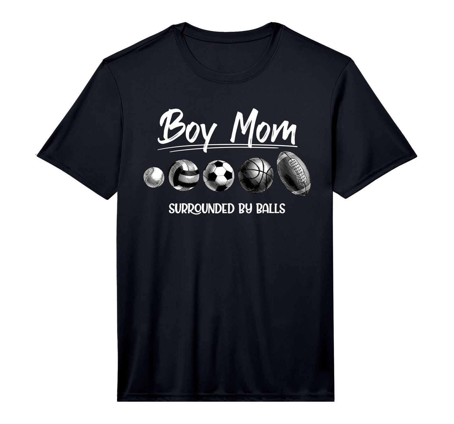 Mens Mom Surrounded Balls Funny Ball T-Shirt - Custom Art Print for Adults - T-Shirt, Sweatshirt, Hoodie