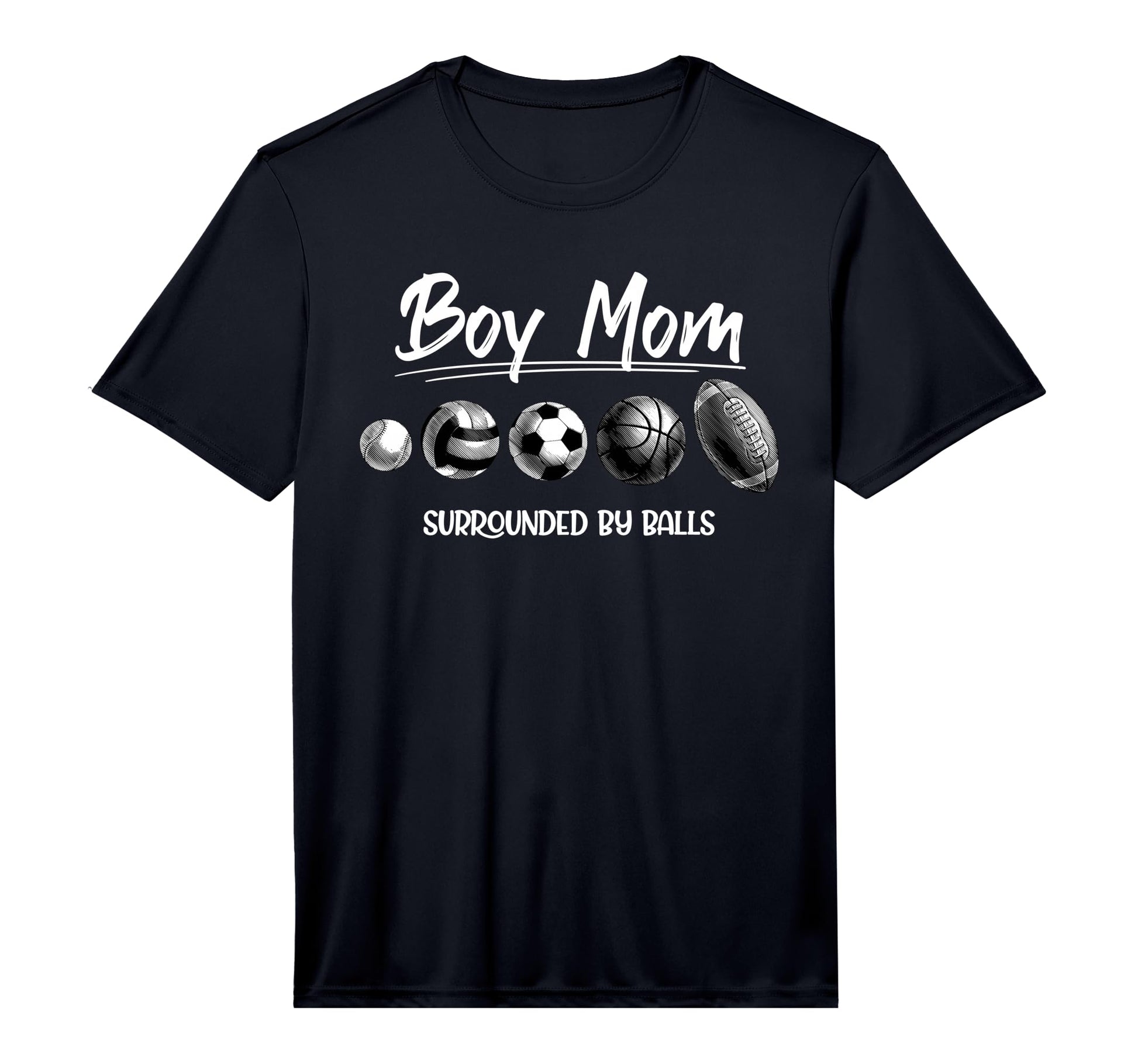 Mens Mom Surrounded Balls Funny Ball T-Shirt - Custom Art Print for Adults - T-Shirt, Sweatshirt, Hoodie