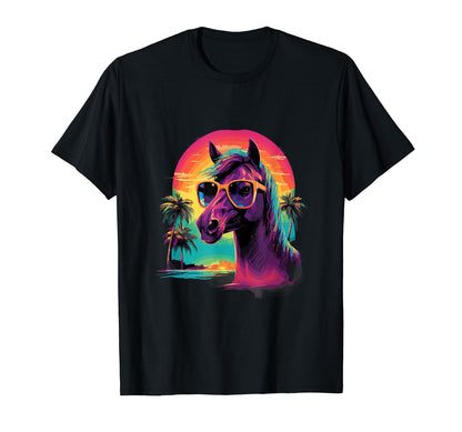 Funny Horse Vaporwave Aesthetic T-Shirt - Minimalist Print Men Women - T-Shirt, Sweatshirt, Hoodie