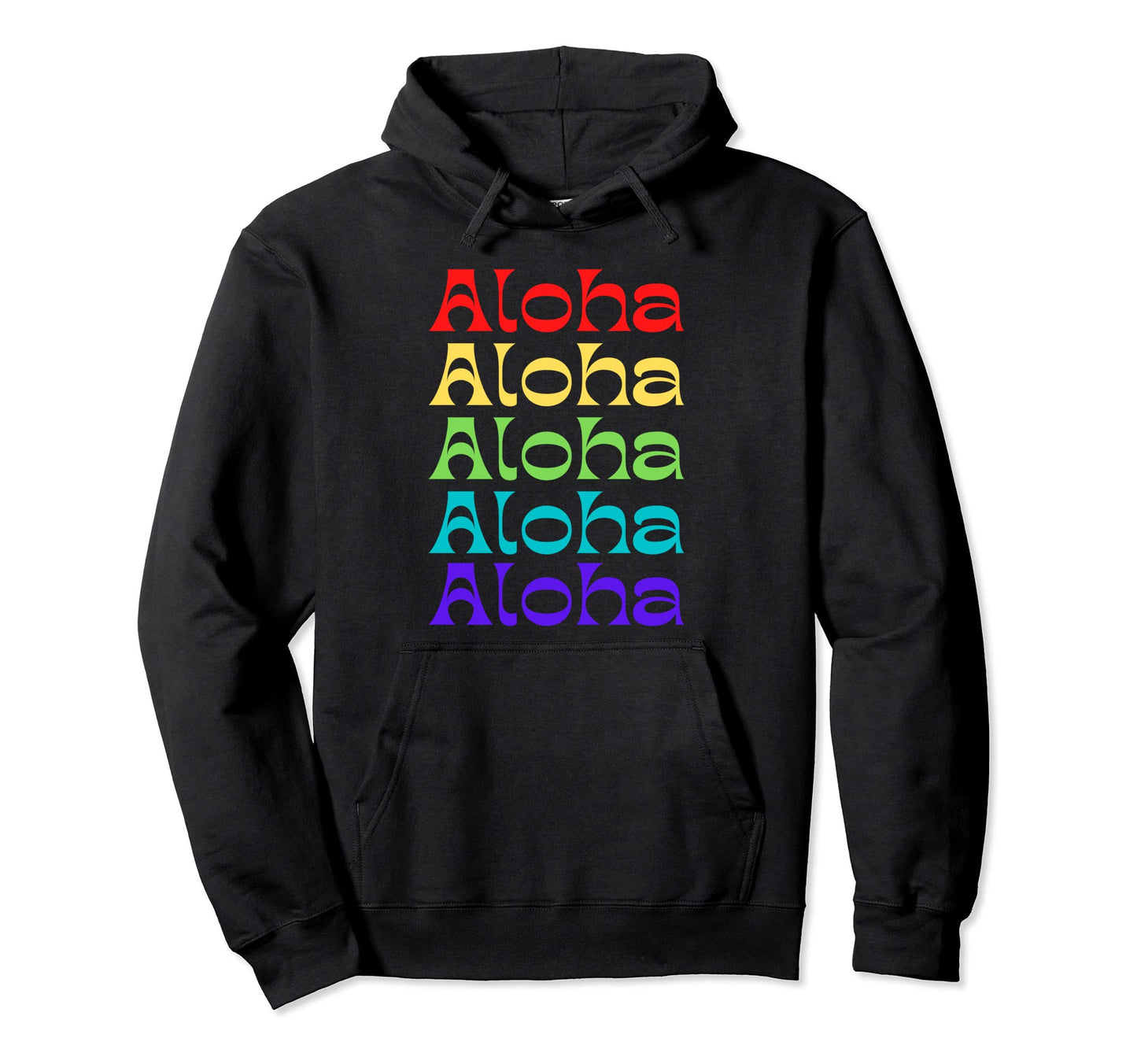 Hawaii Aloha Rainbow Lettering Hawaiian Hoodie - Novelty Apparel Men Women - T-Shirt, Sweatshirt, Hoodie