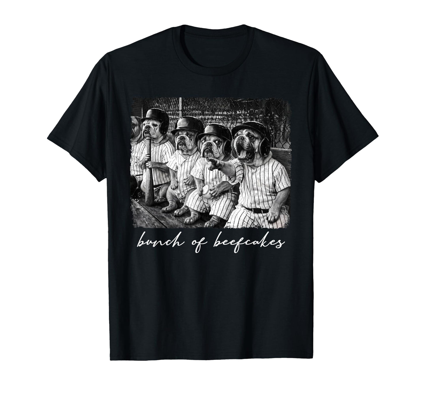 Bulldog Baseball Bunch Beefcakes T-Shirt - Aesthetic Graphic for Adults - T-Shirt, Sweatshirt, Hoodie