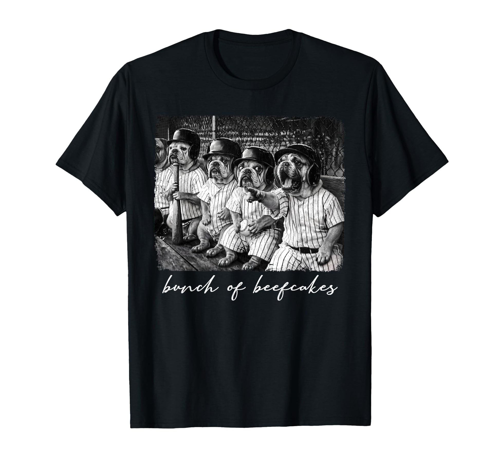 Bulldog Baseball Bunch Beefcakes T-Shirt - Aesthetic Graphic for Adults - T-Shirt, Sweatshirt, Hoodie