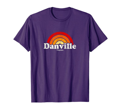 Danville Virginia Va 70S Rainbow T-Shirt - Minimalist Print for Adults - T-Shirt, Sweatshirt, Hoodie