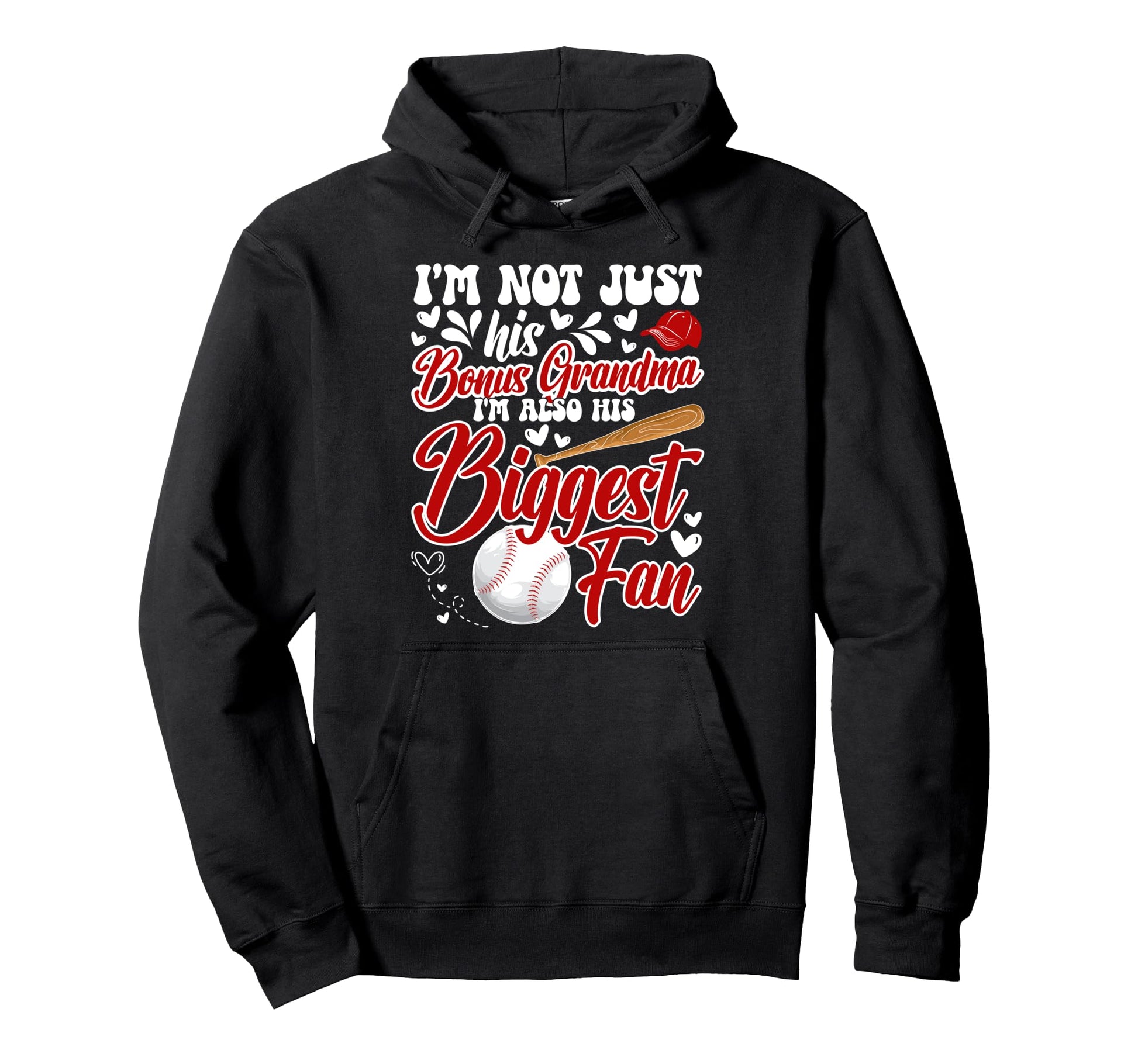 Biggest Fan Baseball Bonus Grandma Hoodie - Aesthetic Graphic Men Women - T-Shirt, Sweatshirt, Hoodie