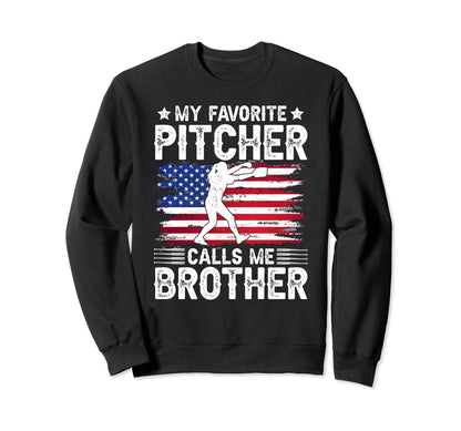Favorite Baseball Pitcher Brother Sweatshirt - Minimalist Print Men Women - T-Shirt, Sweatshirt, Hoodie