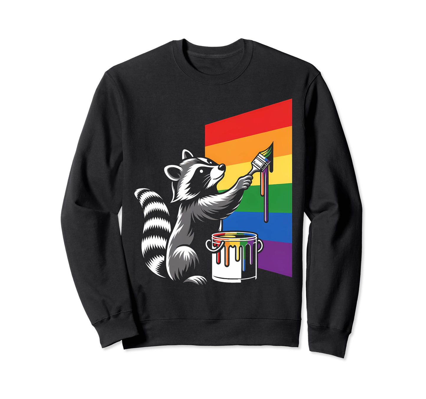 Gay Pride Month Rainbow Flag Raccoon Sweatshirt - Graphic Print Men Women - T-Shirt, Sweatshirt, Hoodie