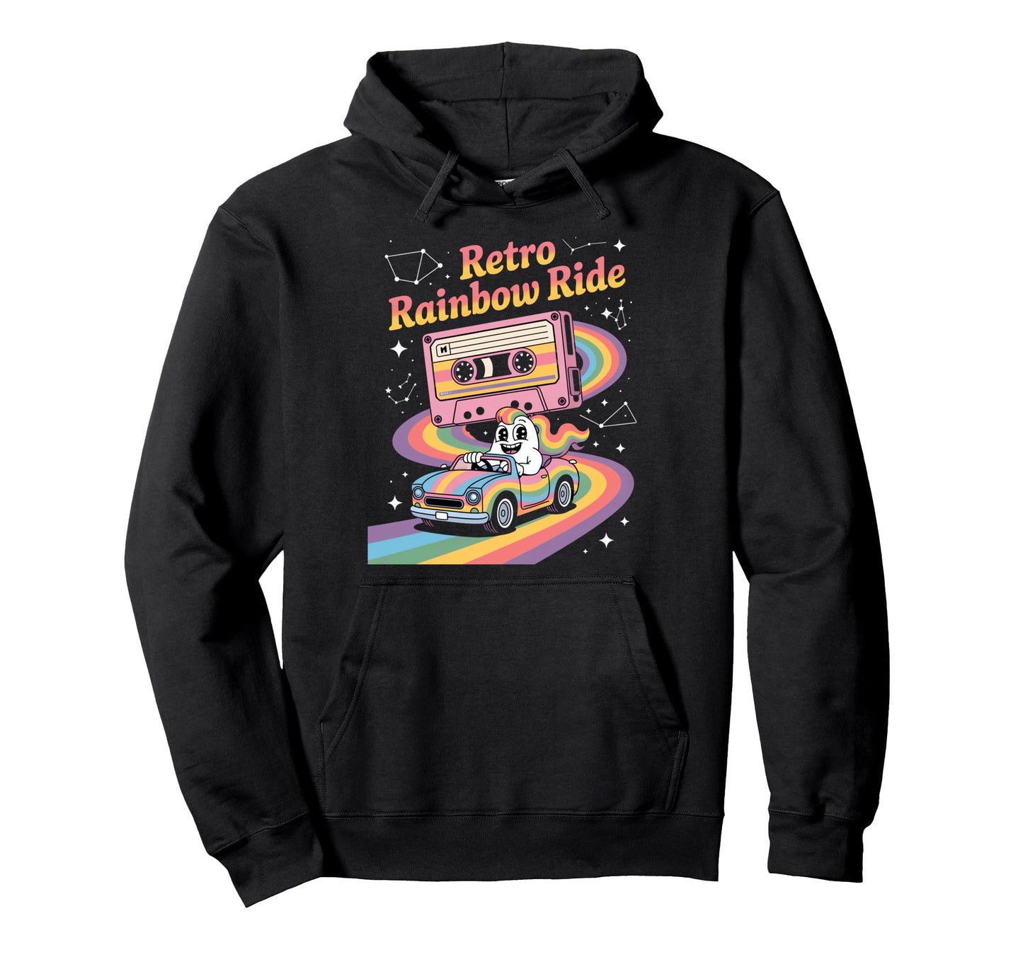 Rainbow Ride Unicorn Cassette Fun Hoodie - Graphic Print Men Women - T-Shirt, Sweatshirt, Hoodie