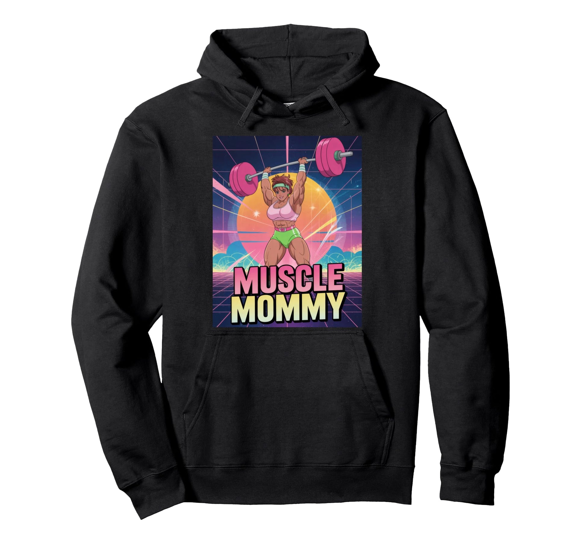 Anime Muscle Mommy Weightlifting Hoodie - Fun Novelty Design for Adults - T-Shirt, Sweatshirt, Hoodie